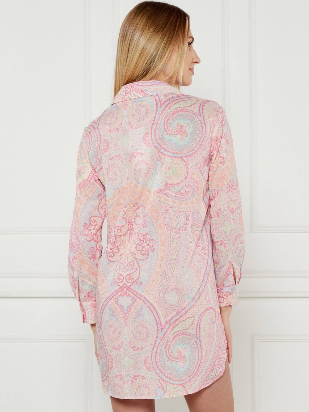 Lauren Ralph Lauren Pink Paisley Sleep Shirt Night Shirt Long Sleeve Size Medium - Picture 2 of 12
